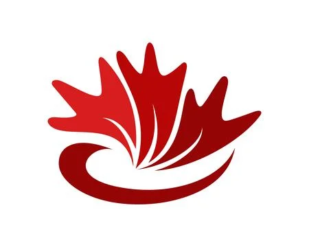 Maple leaf swoosh logo icon template Stock Illustration
