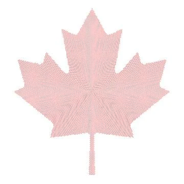 Maple leaf symbol red radial dot pattern Stock Illustration