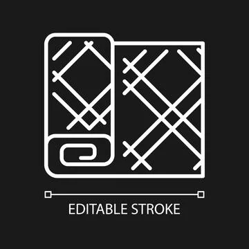 Maple leaf tartan pattern white linear icon for dark theme Stock Illustration