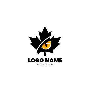 Maple Leaf Tiger Eye logo design vector Stock Illustration