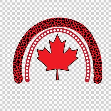 Maple Leaf Under Arched Dotted Lines arches dots black shape Stock Illustration