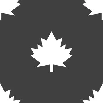 Maple Leaf wb icon. flat design. Seamless gray pattern. Illustrazione stock