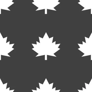 Maple Leaf wb icon. flat design. Seamless gray pattern. Illustrazione stock