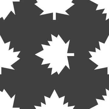 Maple Leaf wb icon. flat design. Seamless gray pattern. Stockillustratie