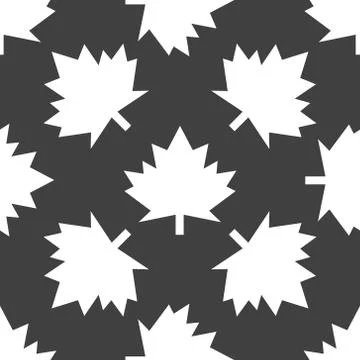 Maple Leaf wb icon. flat design. Seamless gray pattern. 스톡 일러스트