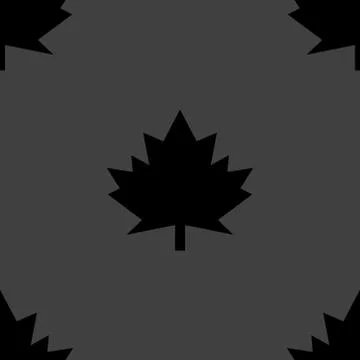 Maple Leaf wb icon. flat design. Seamless gray pattern. Stockillustratie