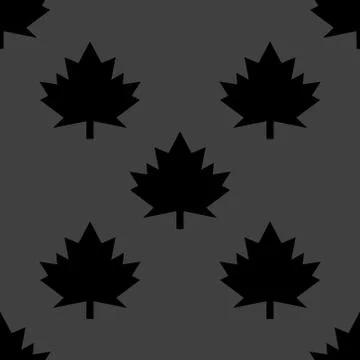 Maple Leaf wb icon. flat design. Seamless gray pattern. 스톡 일러스트