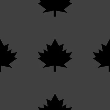 Maple Leaf wb icon. flat design. Seamless gray pattern. 스톡 일러스트