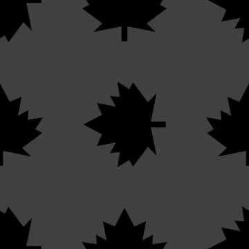 Maple Leaf wb icon. flat design. Seamless gray pattern. Illustrazione stock