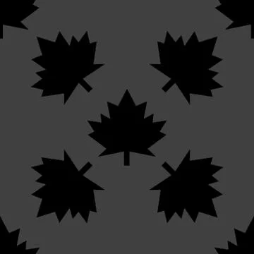 Maple Leaf wb icon. flat design. Seamless gray pattern. Stock Illustration