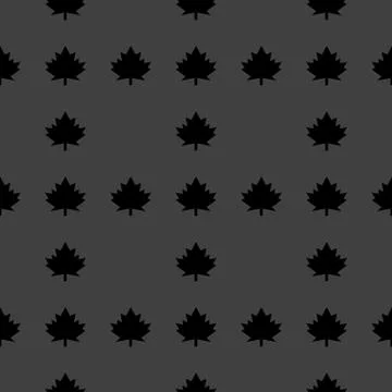 Maple Leaf wb icon. flat design. Seamless gray pattern. Stock Illustration