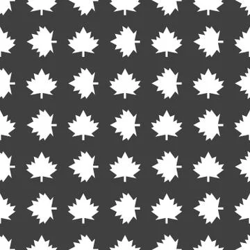 Maple Leaf wb icon. flat design. Seamless gray pattern. Stockillustratie