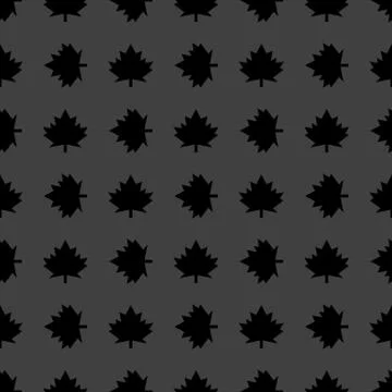 Maple Leaf wb icon. flat design. Seamless gray pattern. Stock Illustration