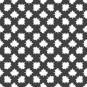 Maple Leaf wb icon. flat design. Seamless gray pattern. Stockillustratie
