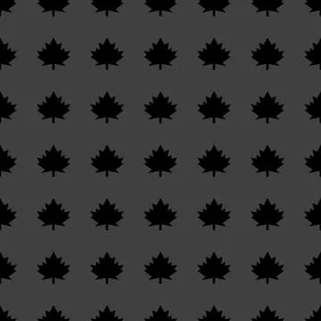 Maple Leaf wb icon. flat design. Seamless gray pattern. 스톡 일러스트