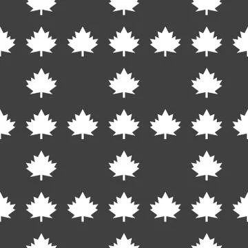 Maple Leaf wb icon. flat design. Seamless gray pattern. Illustrazione stock