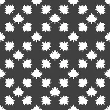 Maple Leaf wb icon. flat design. Seamless gray pattern. Stock Illustration