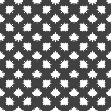 Maple Leaf wb icon. flat design. Seamless gray pattern. Stockillustratie