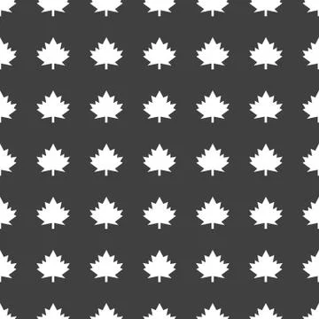 Maple Leaf wb icon. flat design. Seamless gray pattern. Stock Illustration