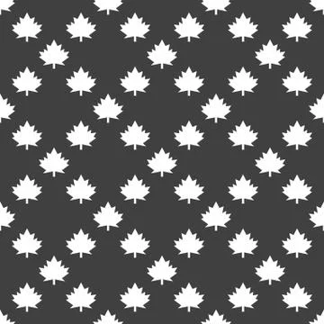 Maple Leaf wb icon. flat design. Seamless gray pattern. Stock Illustration