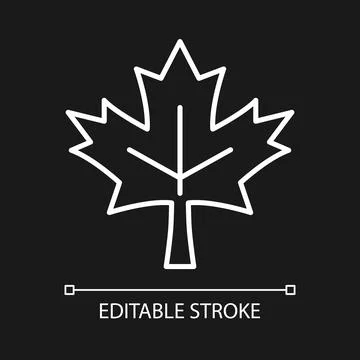 Maple leaf white linear icon for dark theme Illustrazione stock