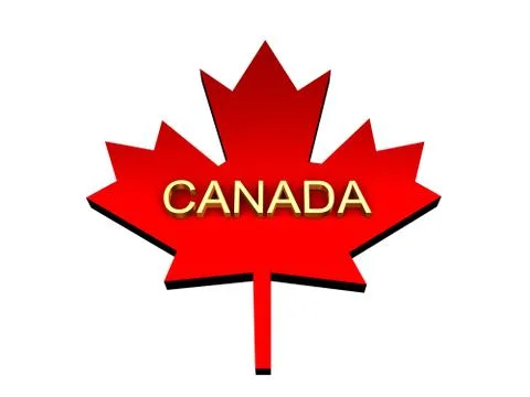Maple leaf with a word Canada from gold. Stock-Illustration