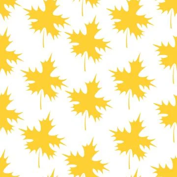 Maple leaf. Yellow part of the tree with veins. Seamless pattern. Flat style. Stock Illustration