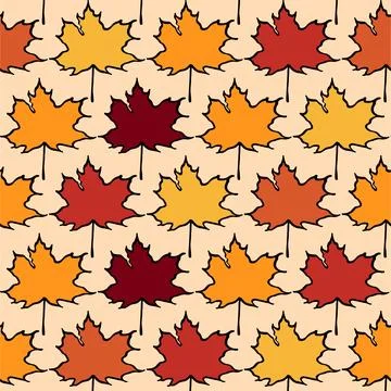 Maple leaves of different colors seamless pattern texture. Autumn maple tree Illustrazione stock