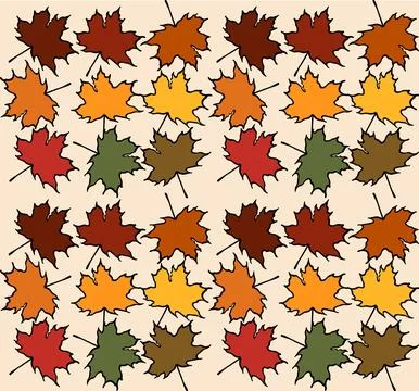 Maple leaves of different colors seamless pattern texture. Autumn maple tree Stockillustratie