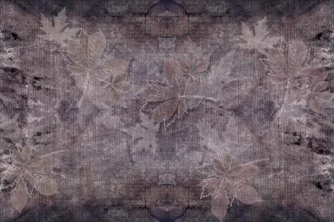 Maple leaves on fabric canvas texture Stock Illustration