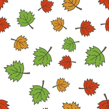 Maple Leaves Flat Vector Seamless Pattern on White 스톡 일러스트