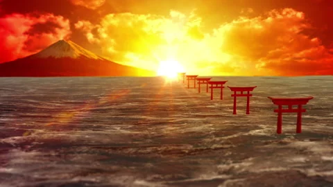 Maple leaves land scape sun rise loop animation Vidéo 146637541