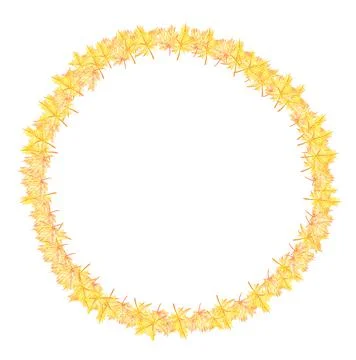 Maple leaves round Frame with copy space. Watercolor colored pencils. Stock Illustration