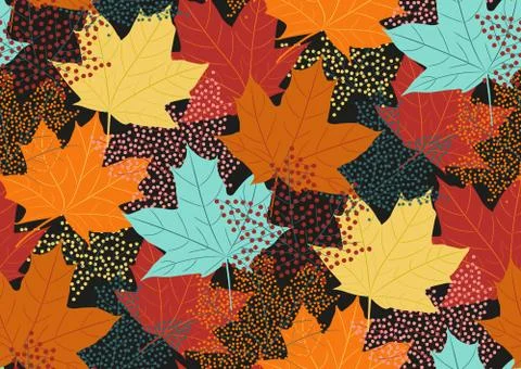 Maple leaves seamless pattern, flat design template, vector illustration 스톡 일러스트