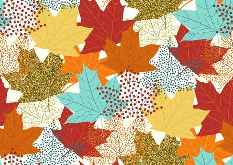 Maple leaves seamless pattern, flat design template, vector illustration イラスト素材