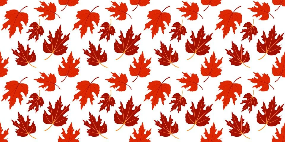 Maple leaves seamless pattern, flat design template. Autumn background 스톡 일러스트