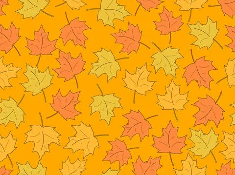 Maple leaves seamless pattern. Yellow and orange autumn leaves. Design for wr 스톡 일러스트