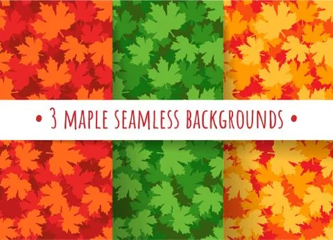 Maple leaves seamless patterns Stock Illustration