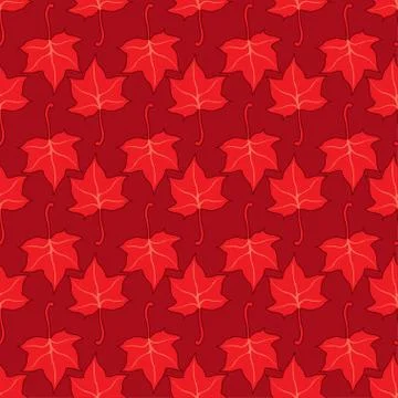 Maple leaves seamless vector bright red art background Stock Illustration