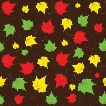 Maple leaves seamless vector brown bright art background Stock Illustration