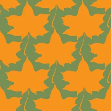 Maple leaves seamless vector green orange art background Stock Illustration
