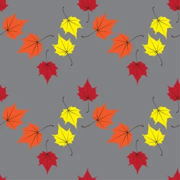 Maple leaves seamless vector orange art background Stock Illustration