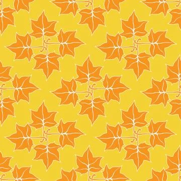 Maple leaves seamless vector orange art background Stock Illustration