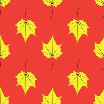 Maple leaves seamless vector orange art background Illustrazione stock
