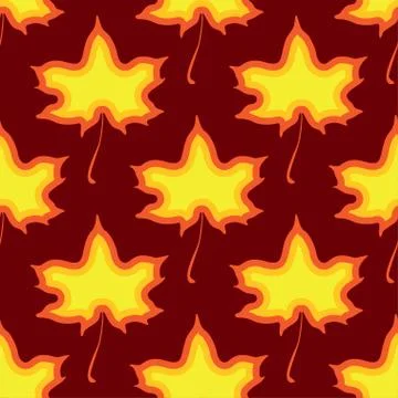 Maple leaves seamless vector red dark art background Stock Illustration
