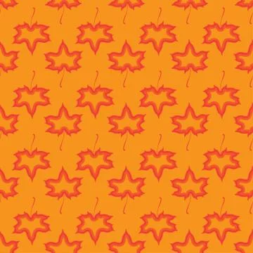 Maple leaves seamless vector red orange art background Stock Illustration