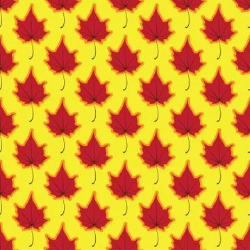Maple leaves seamless vector red yellow art background Stock Illustration