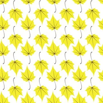Maple leaves seamless vector white yellow art background Stock Illustration