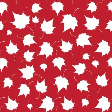 Maple leaves seamless vector white red art background Stock Illustration