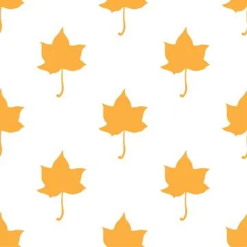 Maple leaves seamless vector white orange art background Stock Illustration
